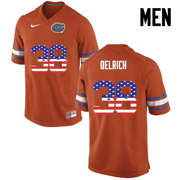 Men Florida Gators #38 Nick Oelrich College Football USA Flag Fashion Jerseys-Orange - Click Image to Close